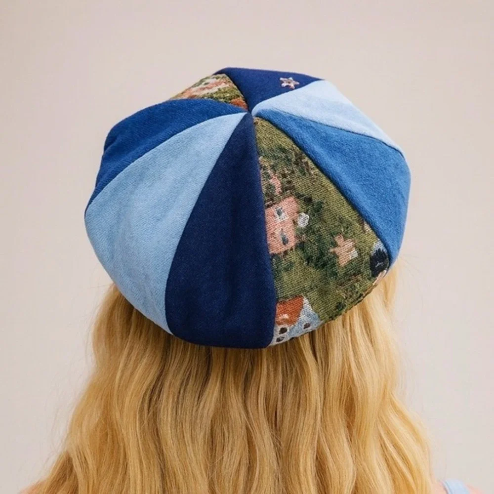 Vintage style Art‎ Beret Patchwork Design 25cm (9.8